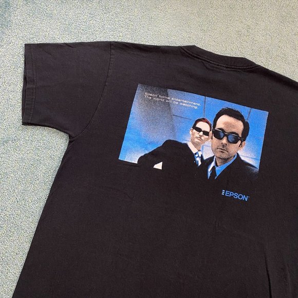 VINTAGE Epson Home Entertainment Shirt Adult Large Black The Matrix Parody 90s - Picture 2 of 11